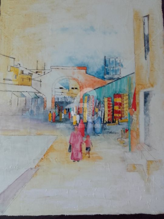 Peinture intitulée "Marché maghrebin II" par James Burgevin, Œuvre d'art originale, Acrylique