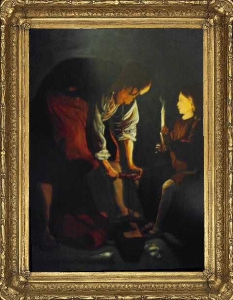 Pintura titulada "Saint Joseph charpe…" por Laurence Descamps, Obra de arte original, Acrílico