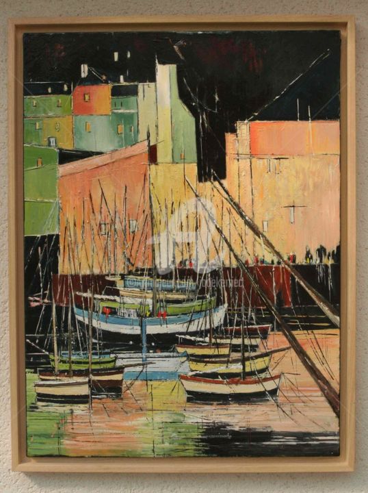 Peinture intitulée "Nocturne à Douarnen…" par James Burgevin, Œuvre d'art originale, Huile