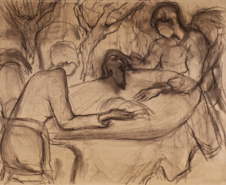 Dessin intitulée "Les soeurs" par Dominique Bertrand, Œuvre d'art originale, Autre