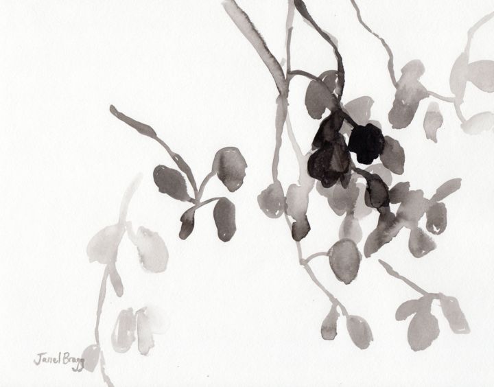 Painting titled "View out my Kitchen…" by Janel Bragg, Original Artwork, Ink