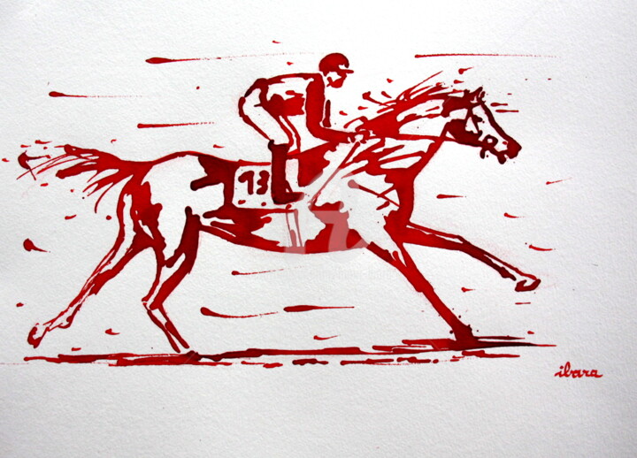 Course hippique N°4 图画, 11.8x16.5 in