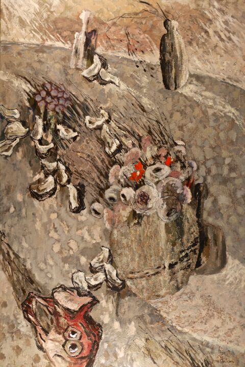 Peinture intitulée "Huîtres" par Dominique Bertrand, Œuvre d'art originale, Huile