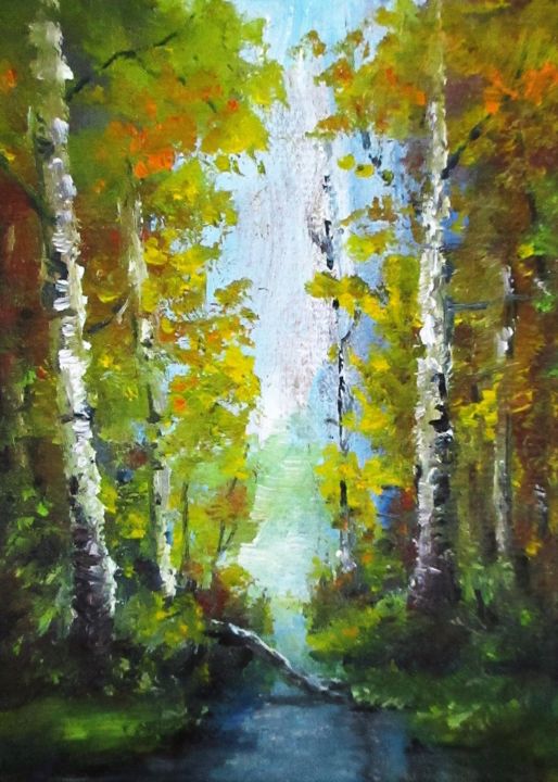 Pittura intitolato "ACEO Autumn oil can…" da Natalja Picugina, Opera d'arte originale, Olio