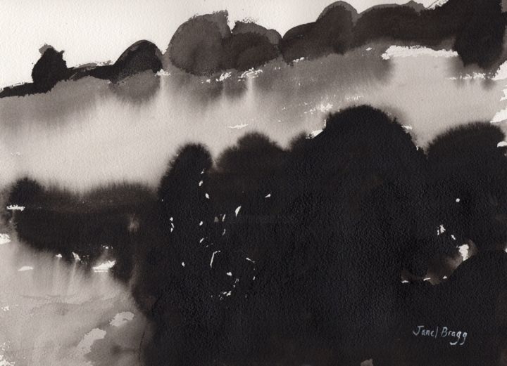 Painting titled "Rosario Beach Abstr…" by Janel Bragg, Original Artwork, Ink