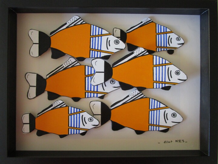 Sculpture titled "Poisson Breton" by Nyls  Eliot, Original Artwork, Wood