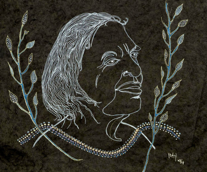 Drawing titled "Jamanawitha jpg" by Hélène Stevens, Original Artwork, Ink