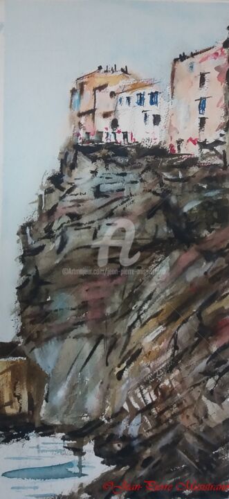 Malerei mit dem Titel "Bonifacio" von Jean-Pierre Missistrano, Original-Kunstwerk, Aquarell