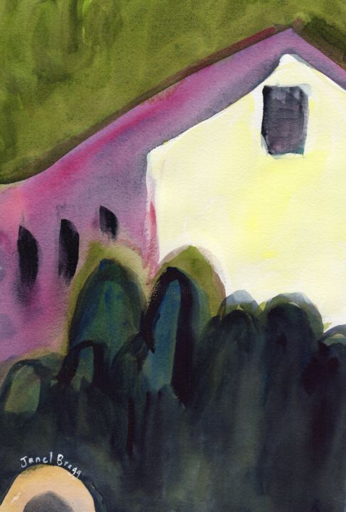 Painting titled "View from my Kitche…" by Janel Bragg, Original Artwork, Watercolor