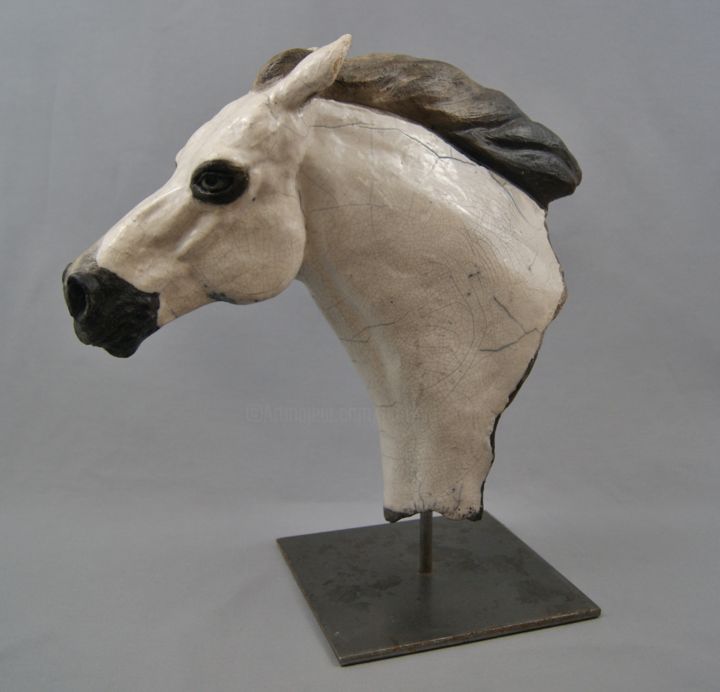 buste de cheval 雕塑, 15.4x15.8 in