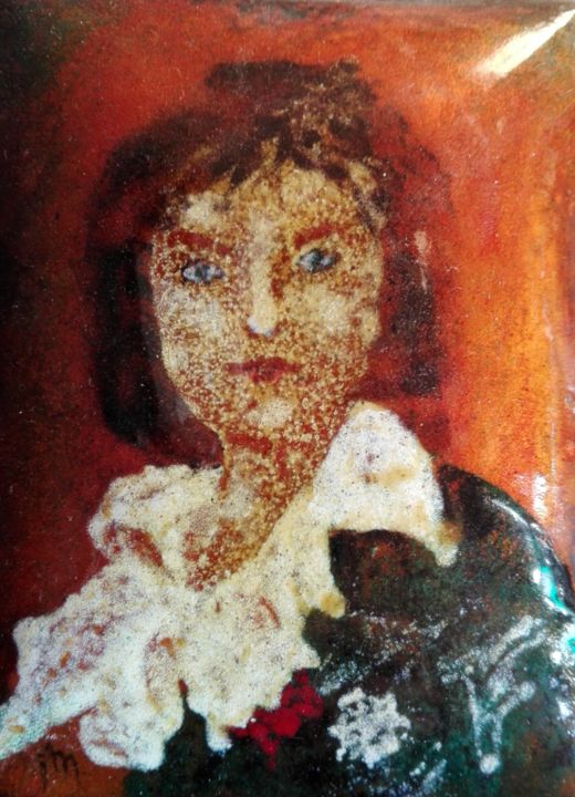 Peinture intitulée "Louis - Pièce uniqu…" par Isabelle Mathis, Œuvre d'art originale, Émail Monté sur Pierre
