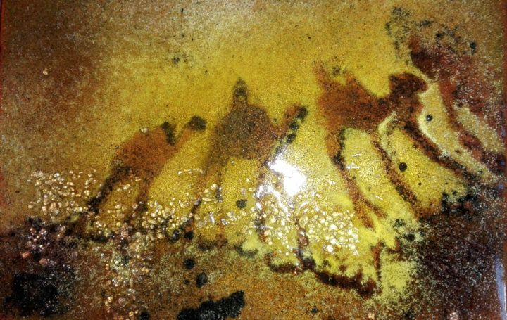 Peinture intitulée "Au coeur de la temp…" par Isabelle Mathis, Œuvre d'art originale, Émail Monté sur Pierre