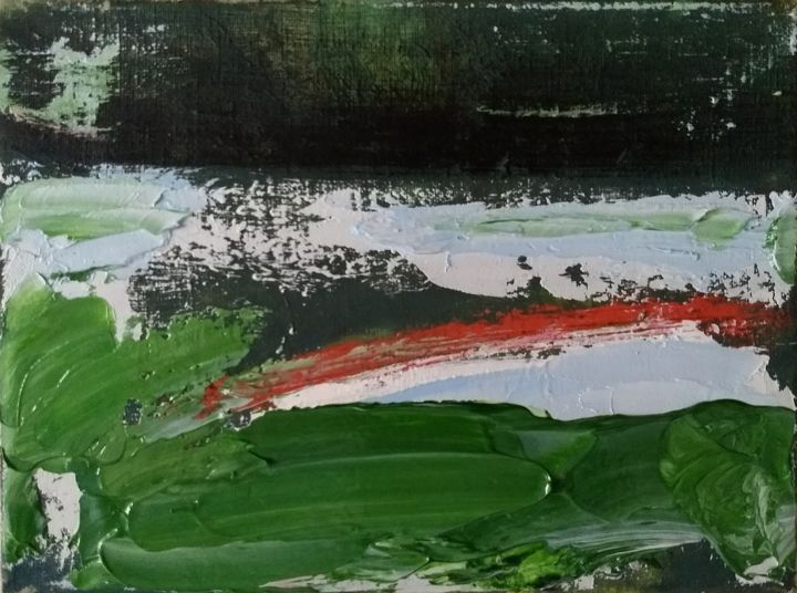 Painting titled "sneeuw in de nacht" by Bart Verbrugge, Original Artwork, Oil