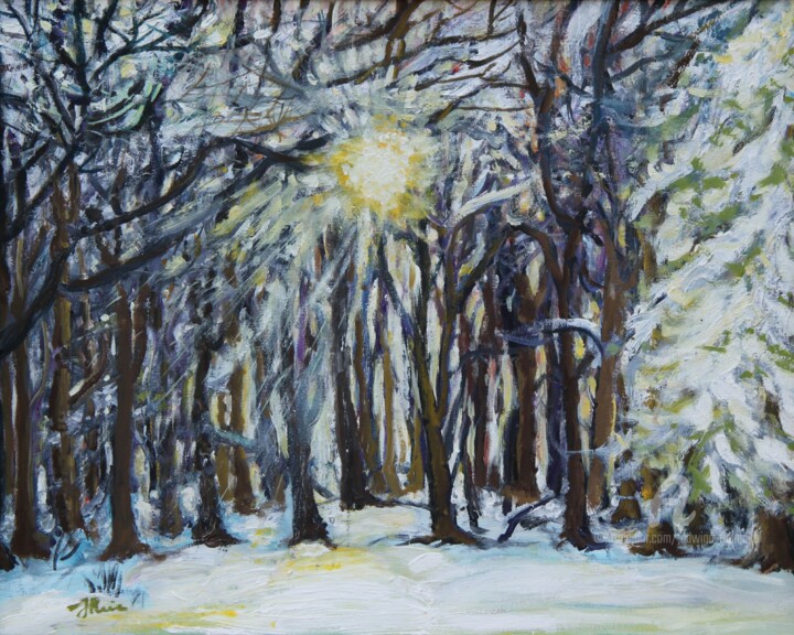 Winter im Wald 绘画, 15.8x19.7 in