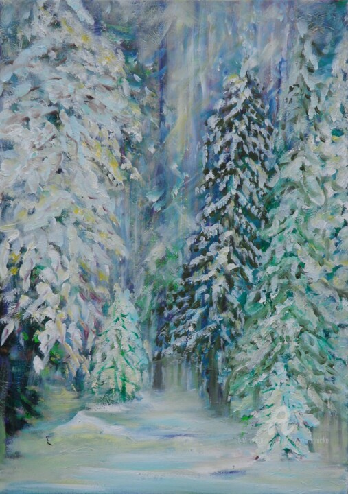 Winterbild 绘画, 19.7x15.8 in