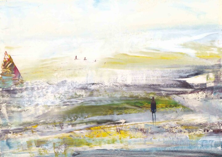 Painting titled "Парусник и Пустыня" by Mark Kozyrev, Original Artwork, Oil