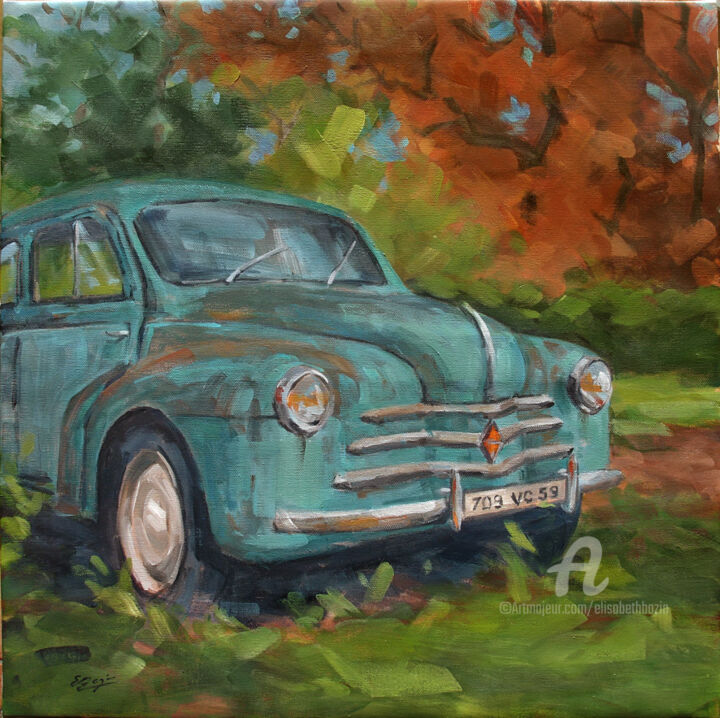 vieille 4 CV rouillée 绘画, 23.6x23.6 in