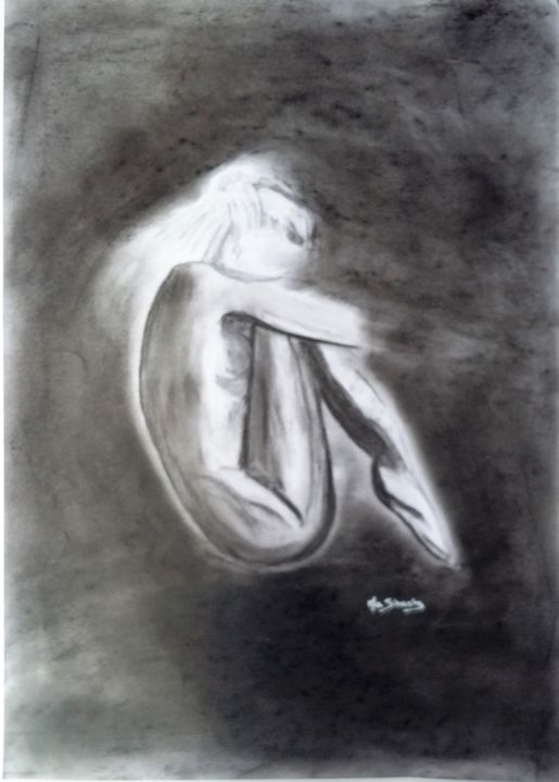 Drawing titled "Manipulation" by Mashanty, Original Artwork, Charcoal