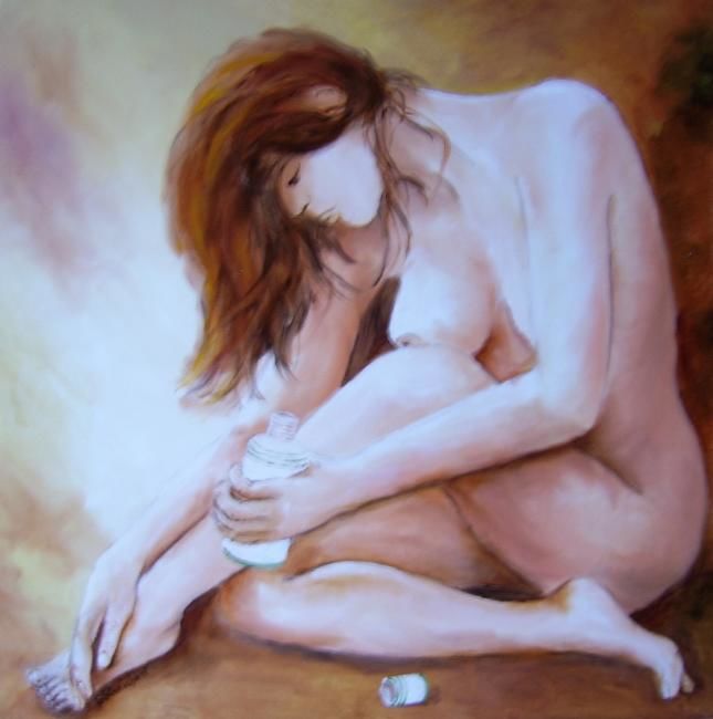 Painting titled "peau douce" by Géraldine Streichert, Original Artwork, Oil