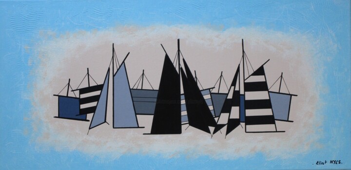 Painting titled "Nuages" by Nyls Eliot, Original Artwork, Acrylic