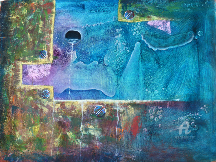 Painting titled "Oxidacion y agua" by Victor Manuel Cruz Villada, Original Artwork, Oil