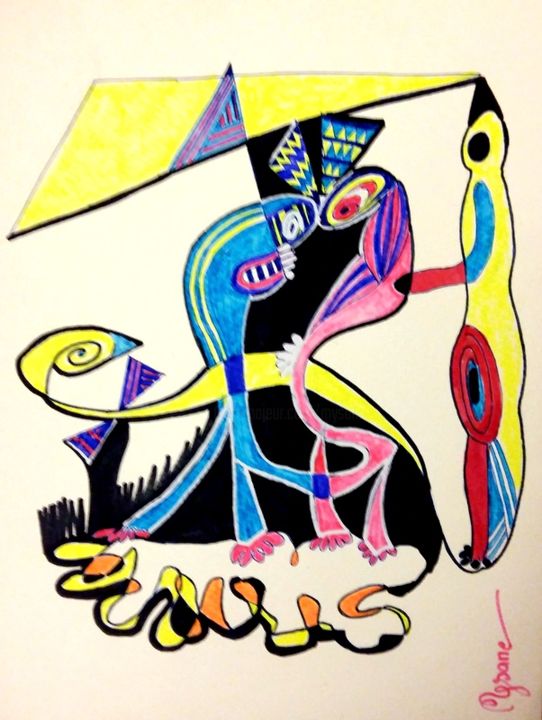 Dessin intitulée "contradiction :prop…" par Mysane, Œuvre d'art originale, Marqueur