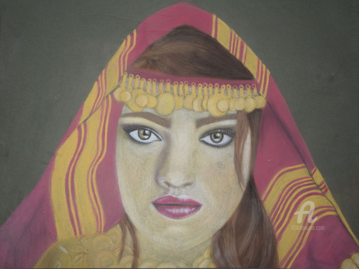 Disegno intitolato "lella" da Soukeina Hmaied, Opera d'arte originale, Pastello