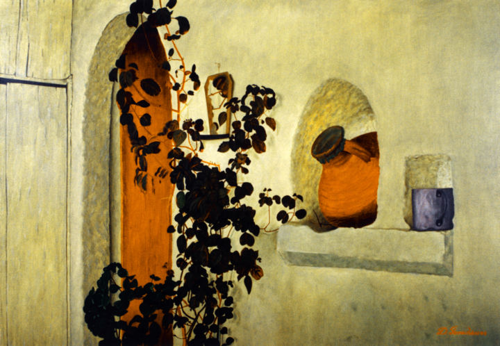 Painting titled "CRETAN CORNER" by Dimitrios Gonalakis, Original Artwork, Oil
