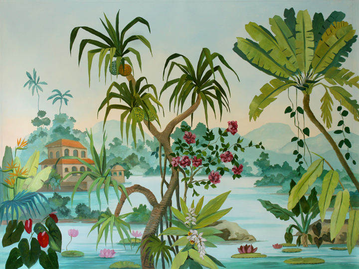 Painting titled "étang-st-paul-chino…" by Les Décors Des Mers Du Sud, Original Artwork