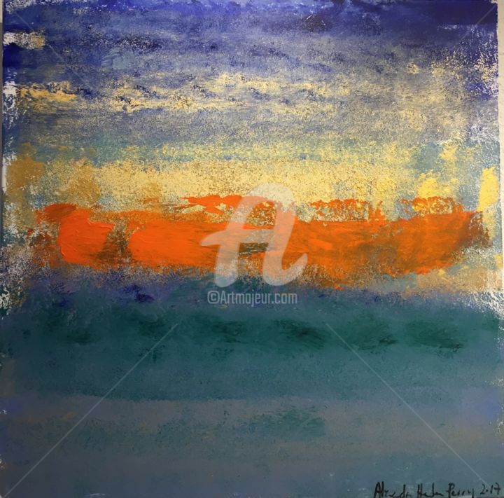 Painting titled "Brillant Azur 2" by Alexandra Heumber Perry, Original Artwork