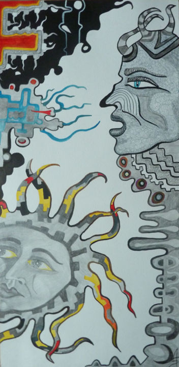 Dessin intitulée "Le Cri du ciel" par Aurélie Sarrazin, Œuvre d'art originale, Crayon
