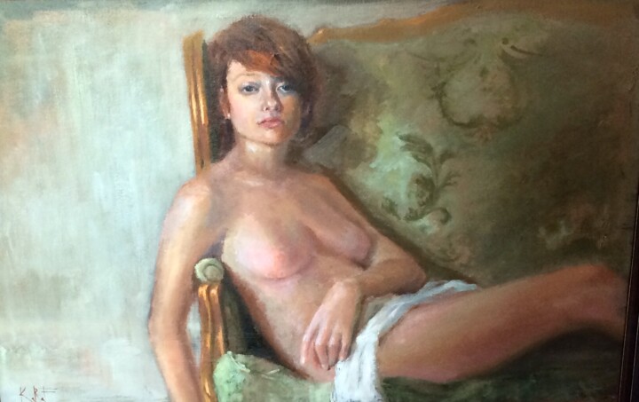 Painting titled "Emilie" by Fatima Karaf, Original Artwork, Oil