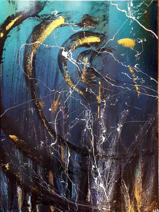 Peinture intitulée "Blue abstract" par Cel . B, Œuvre d'art originale, Acrylique
