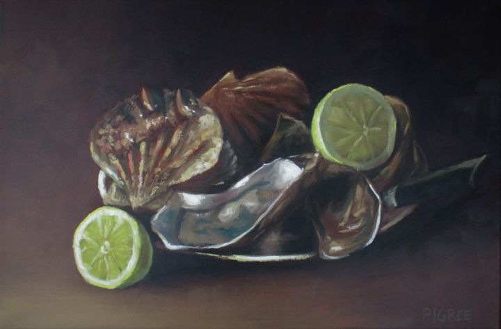 "huitres-et-saint-ja…" başlıklı Tablo Michel Pigrée tarafından, Orijinal sanat, Petrol