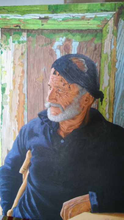 Painting titled "THE  CRETAN" by Dimitrios Gonalakis, Original Artwork, Oil