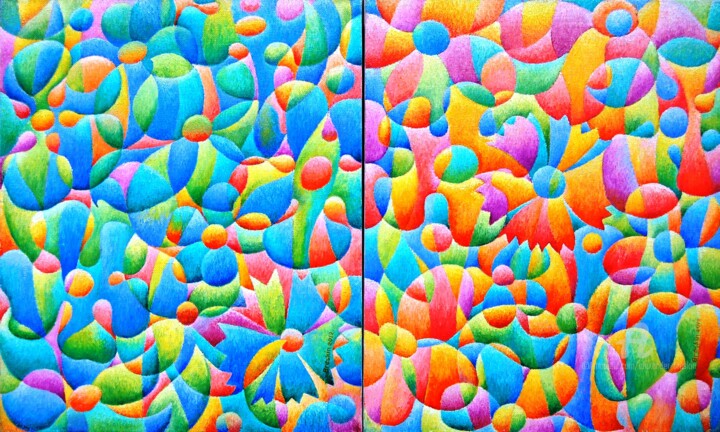 Картина под названием "Свадьба цветов. Жен…" - Alexander Breskin, Подлинное произведение искусства, Масло