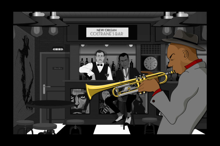 Arts numériques intitulée "coltranes bar" par Laurent Diesler, Œuvre d'art originale, Travail numérique 2D