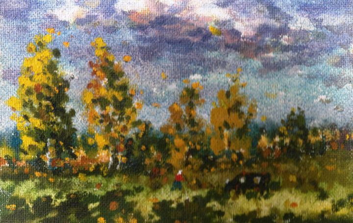 Painting titled "Late August" by Vladislavs Vāgners, Original Artwork, Oil
