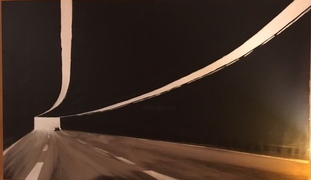 Painting titled "Le bout du tunnel" by Malder, Original Artwork, Acrylic