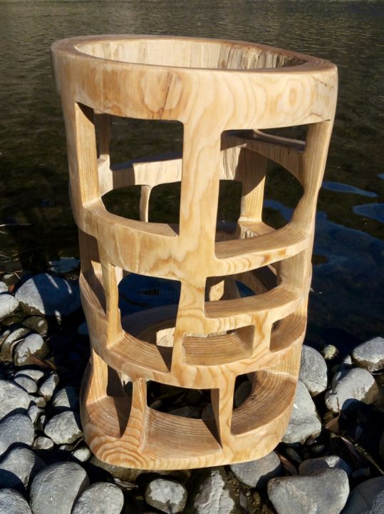 Sculptuur getiteld "WINDOWS LIFE" door Ivan Fabani, Origineel Kunstwerk, Hout