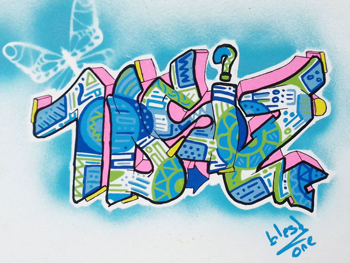 Painting titled "1DSIZ (indécise)" by Blesk_one, Original Artwork, Acrylic