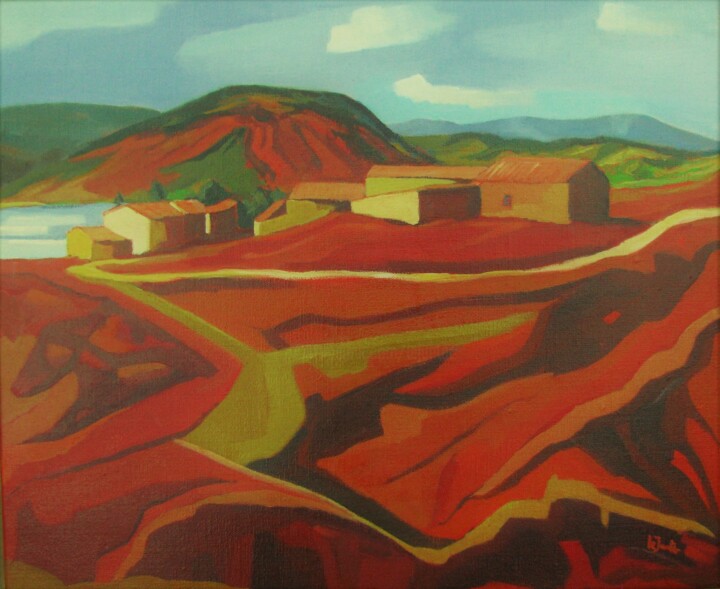 Peinture intitulée "Les Vailhés, paysag…" par Jean-Noël Le Junter, Œuvre d'art originale, Huile Monté sur Châssis en bois