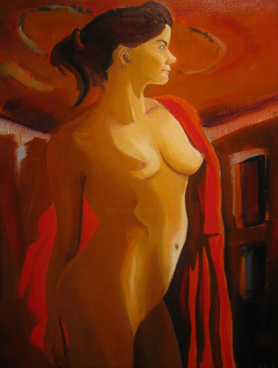 Peinture intitulée "Nu debout 3" par Jean-Noël Le Junter, Œuvre d'art originale, Huile Monté sur Châssis en bois