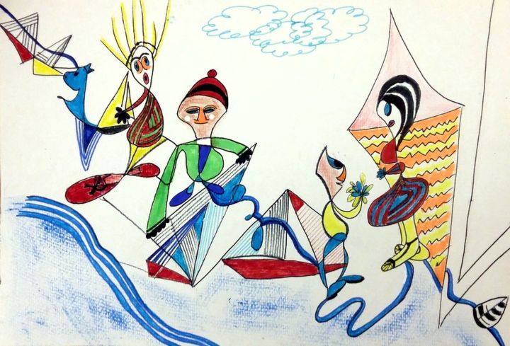 Dessin intitulée "Flirt à ST Tropez :…" par Mysane, Œuvre d'art originale, Marqueur