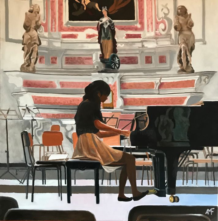 Peinture intitulée "String rehearsal in…" par Arnaud Feuga, Œuvre d'art originale, Huile