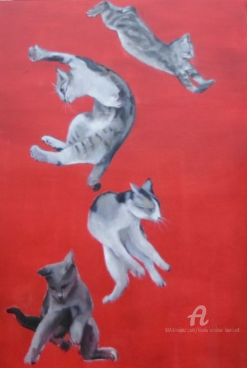 Peinture intitulée "Voltigeurs" par Marie Andrée Hembert, Œuvre d'art originale, Huile Monté sur Châssis en bois
