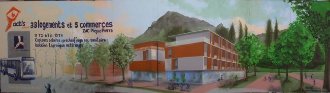 Peinture intitulée "CHANTIER LOGEMENTS…" par Nessé, Œuvre d'art originale, Acrylique