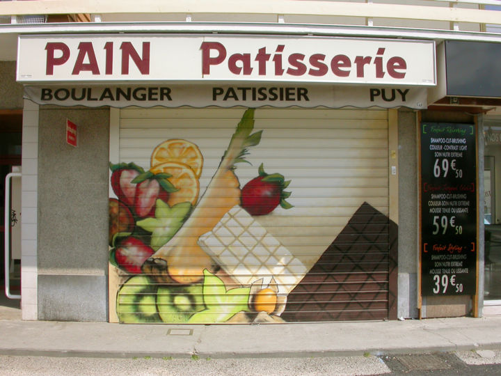 Peinture intitulée "DEVANTURE BOULANGER…" par Nessé, Œuvre d'art originale, Bombe aérosol
