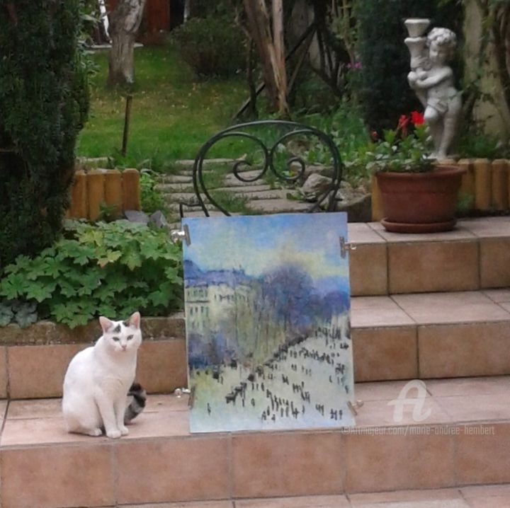 Dessin intitulée "Léo surveille une c…" par Marie Andrée Hembert, Œuvre d'art originale, Acrylique