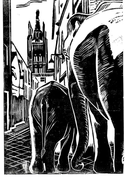 Gravures & estampes intitulée "Impasse Ribouette B…" par Serge Canu, Œuvre d'art originale, Linogravures